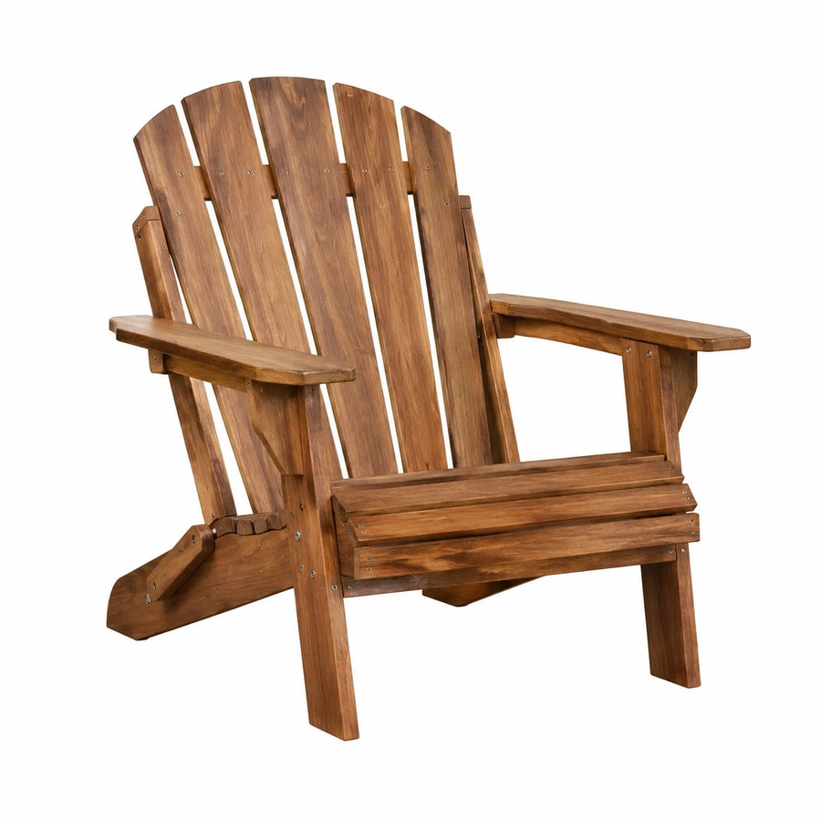 Fauteuil Adirondack en bois marron, style jardin, avec accoudoirs, dimensions 88x79x96 cm, par Abrenvo.