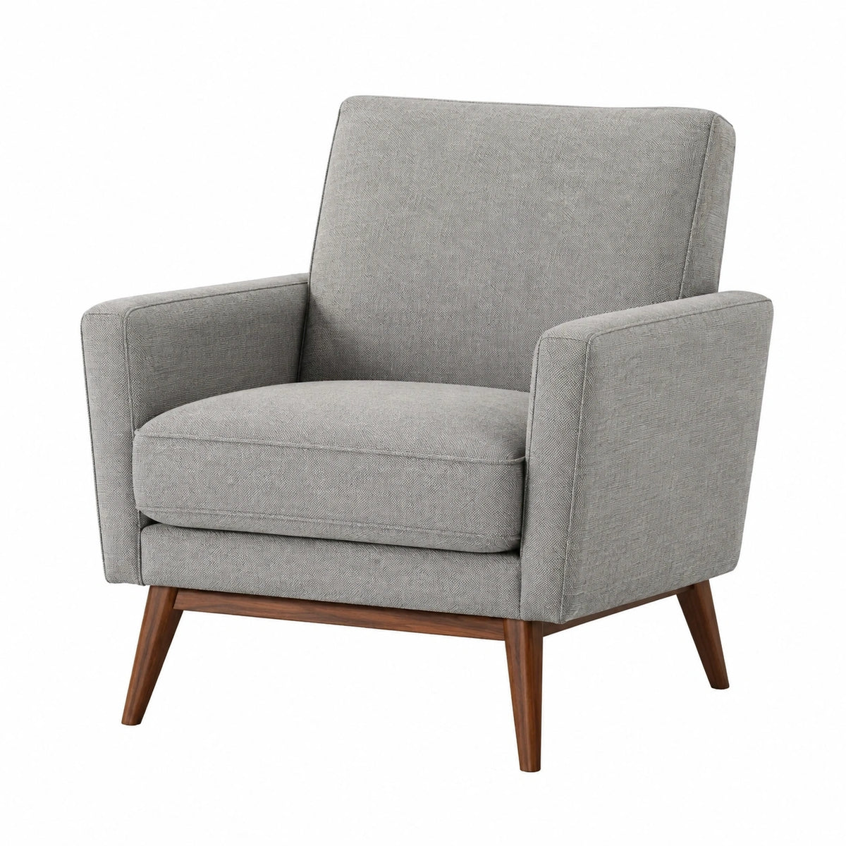 Fauteuil en tissu gris avec pieds en bois, dimensions 76x82x88 cm, style moderne, par la marque Abrenvo.
