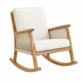 Fauteuil à bascule en bois et corde beige, style naturel, dimensions 72x95x100 cm, par Abrenvo, pour salon ou terrasse.