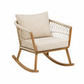 Fauteuil à bascule en bois et corde beige, style bohème, dimensions 70x90x88 cm, par Abrenvo, pour salon ou terrasse.