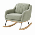 Fauteuil à bascule en tissu vert sauge, style contemporain, dimensions 82x92x95 cm, par Abrenvo.