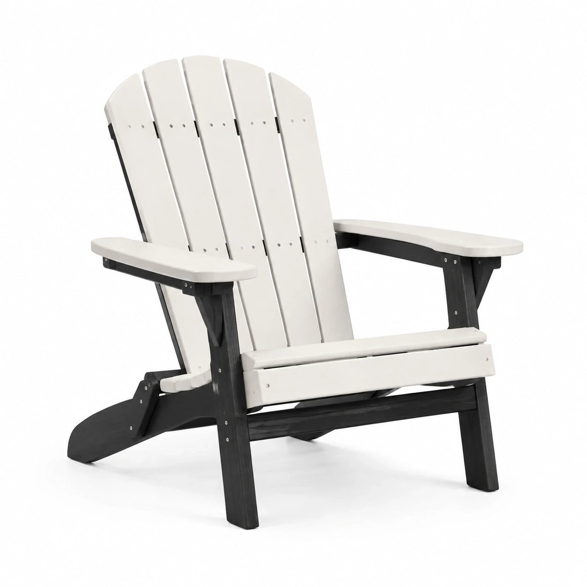 Fauteuil Adirondack Abrenvo en plastique blanc et noir, 82x78x98 cm, style classique pour extérieur.