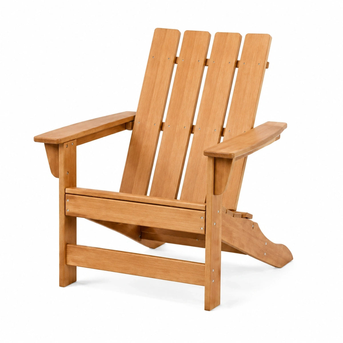 Fauteuil Adirondack en bois marron clair, dimensions 80x90x95 cm, avec dossier incliné, style jardin Abrenvo.
