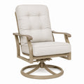 Fauteuil de jardin pivotant en métal beige avec assise rembourrée, style contemporain, dimensions 84x91x103 cm, par Abrenvo.