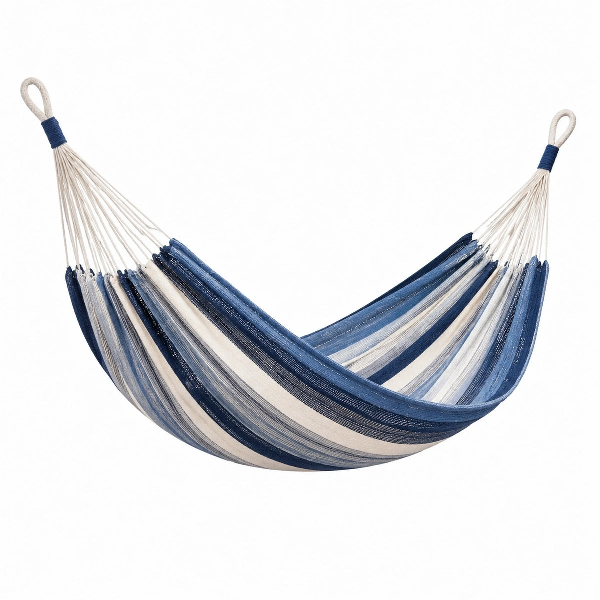 Hamac en coton bleu et blanc rayé de 270 x 100 cm, pour jardin, style marin, par Abrenvo